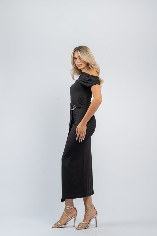 Buckle detail midi dress