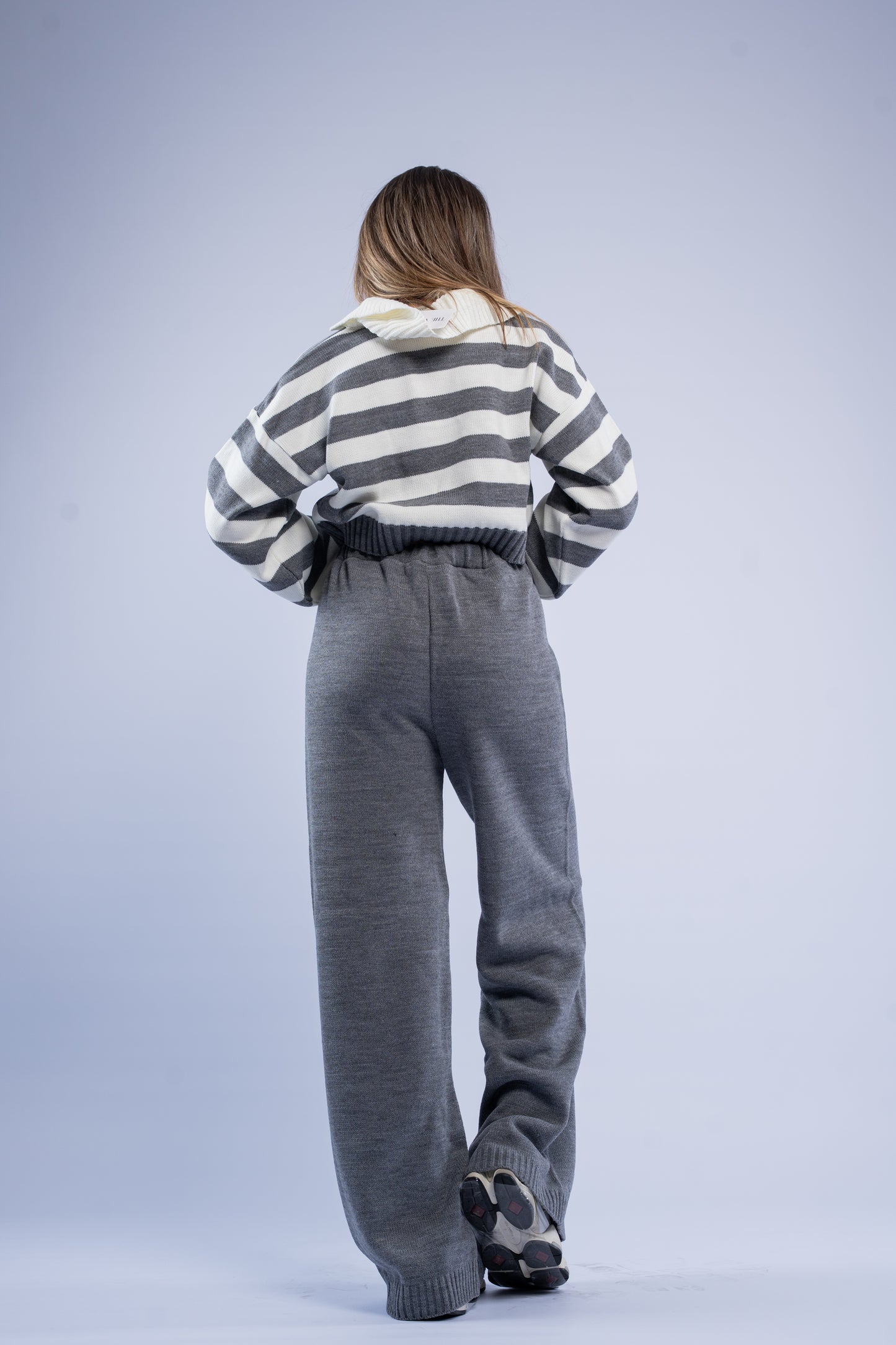 Striped polo knit set