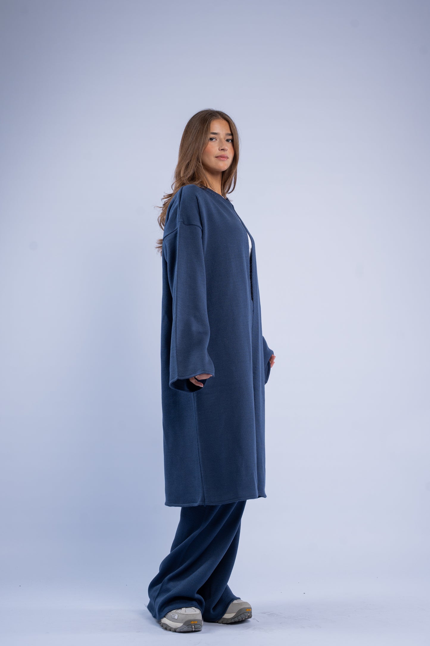 Long knit cardigan set