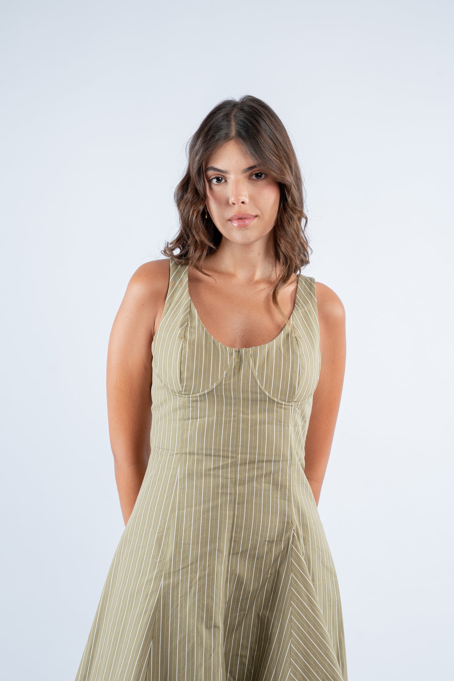 Olive stripe dress