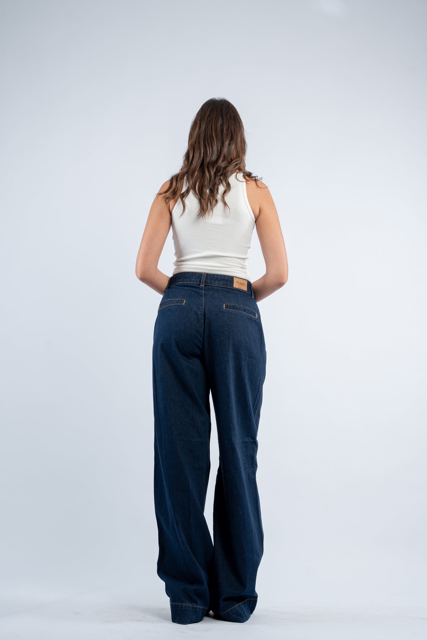Mid- rise navy jeans