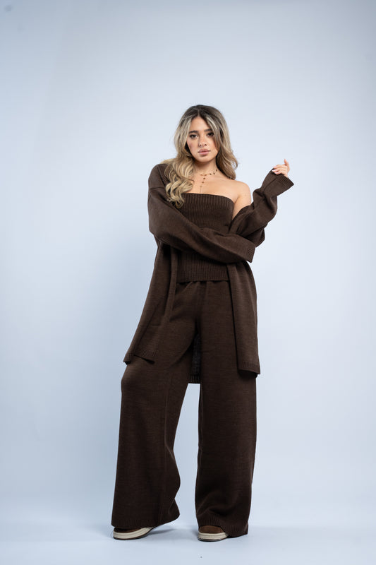 Cardigan three-piece wool set