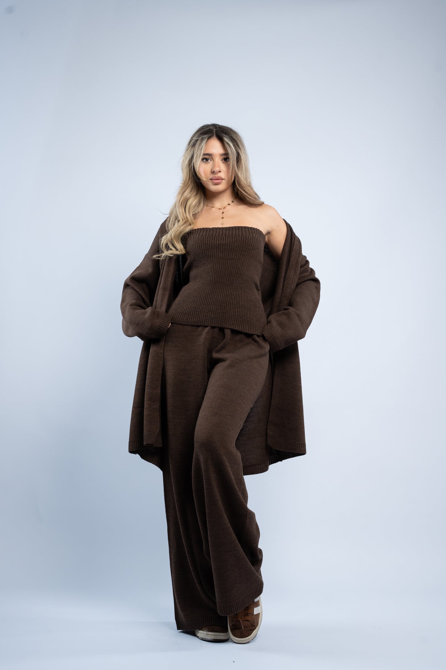 Cardigan three-piece wool set