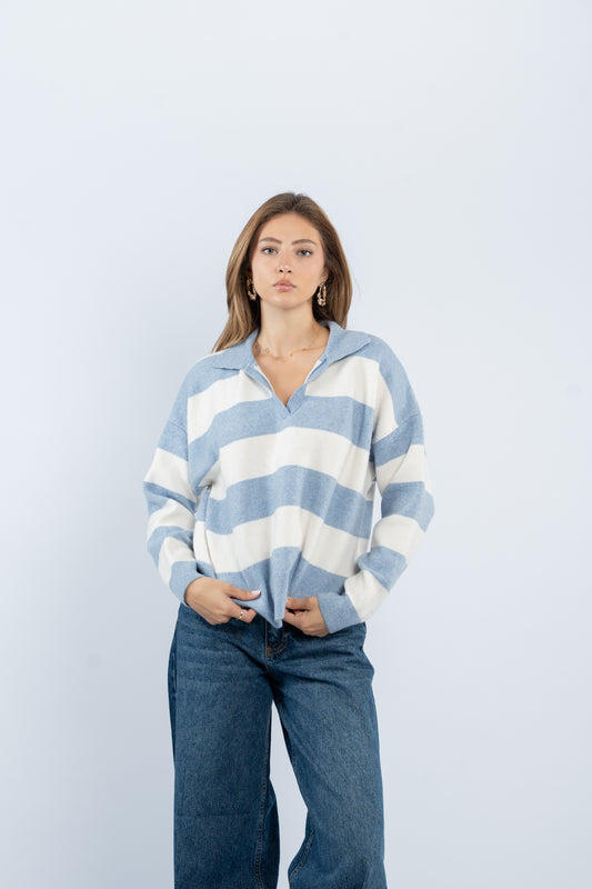 Wide striped polo
