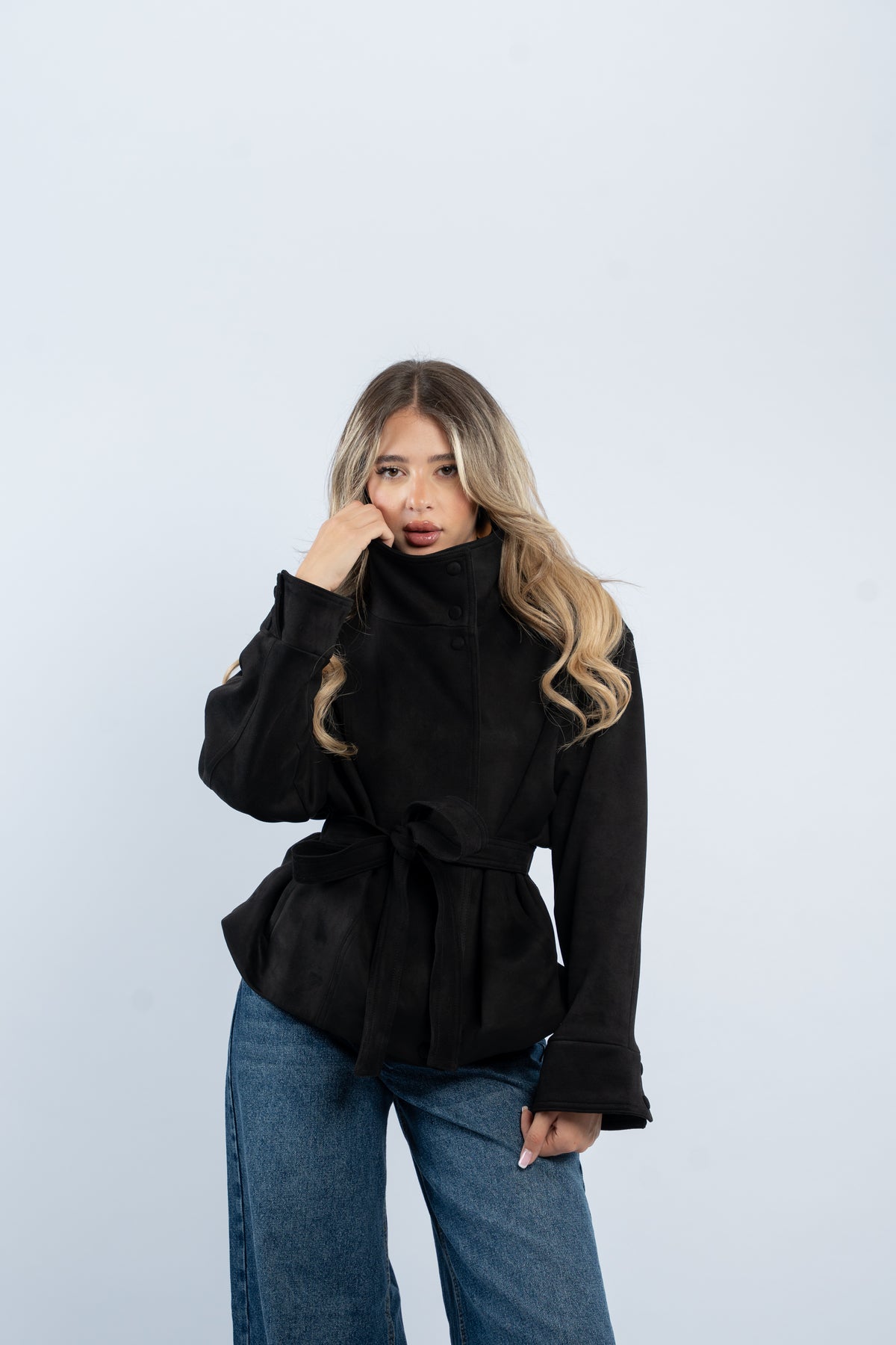 The belted suede jacket