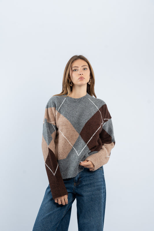 Argyle wool sweater