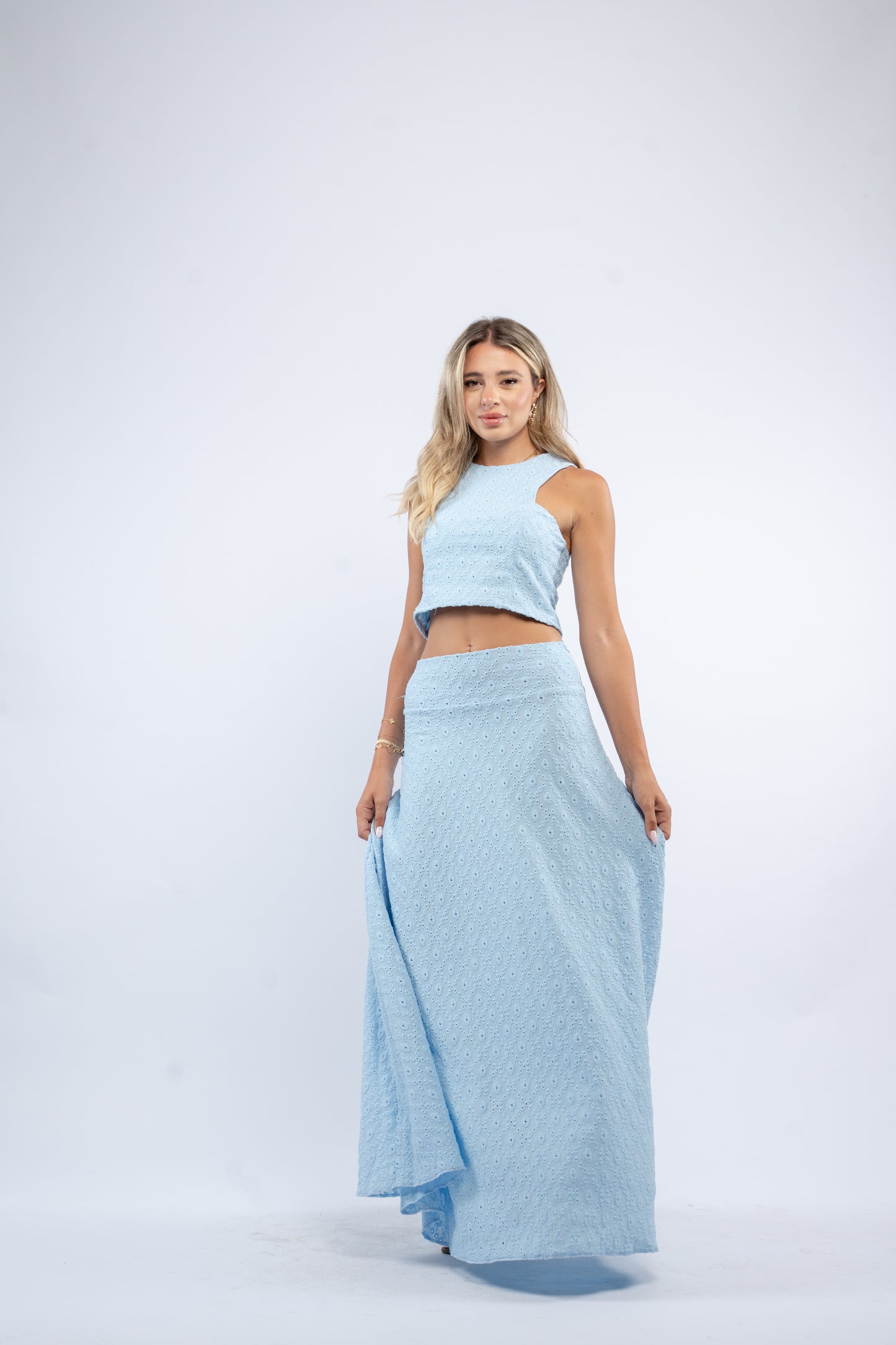 Eyelet Maxi Skirt Set