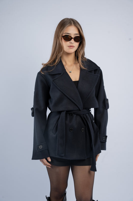 Tailored wool trench