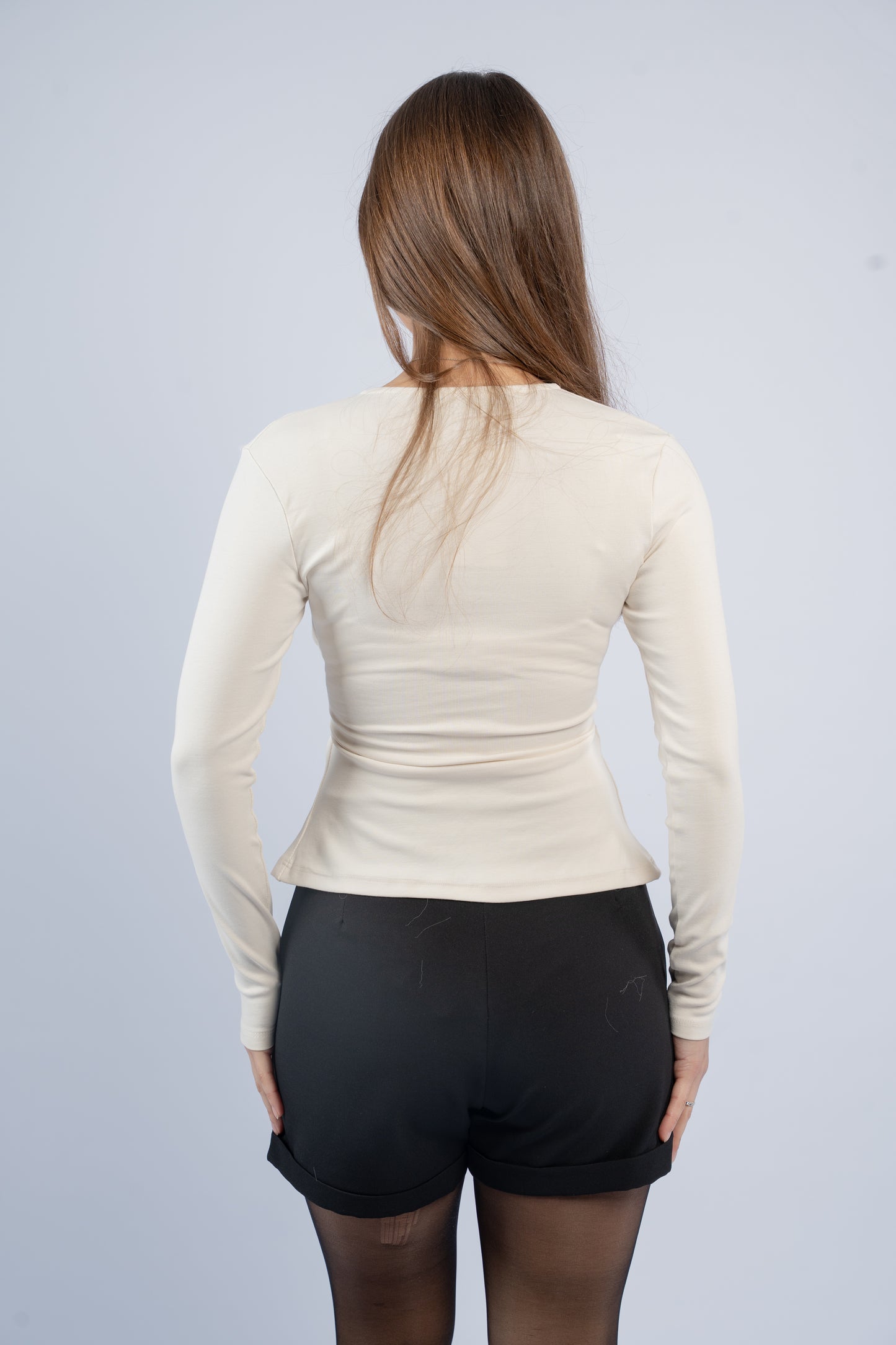 Cream buckle waist top