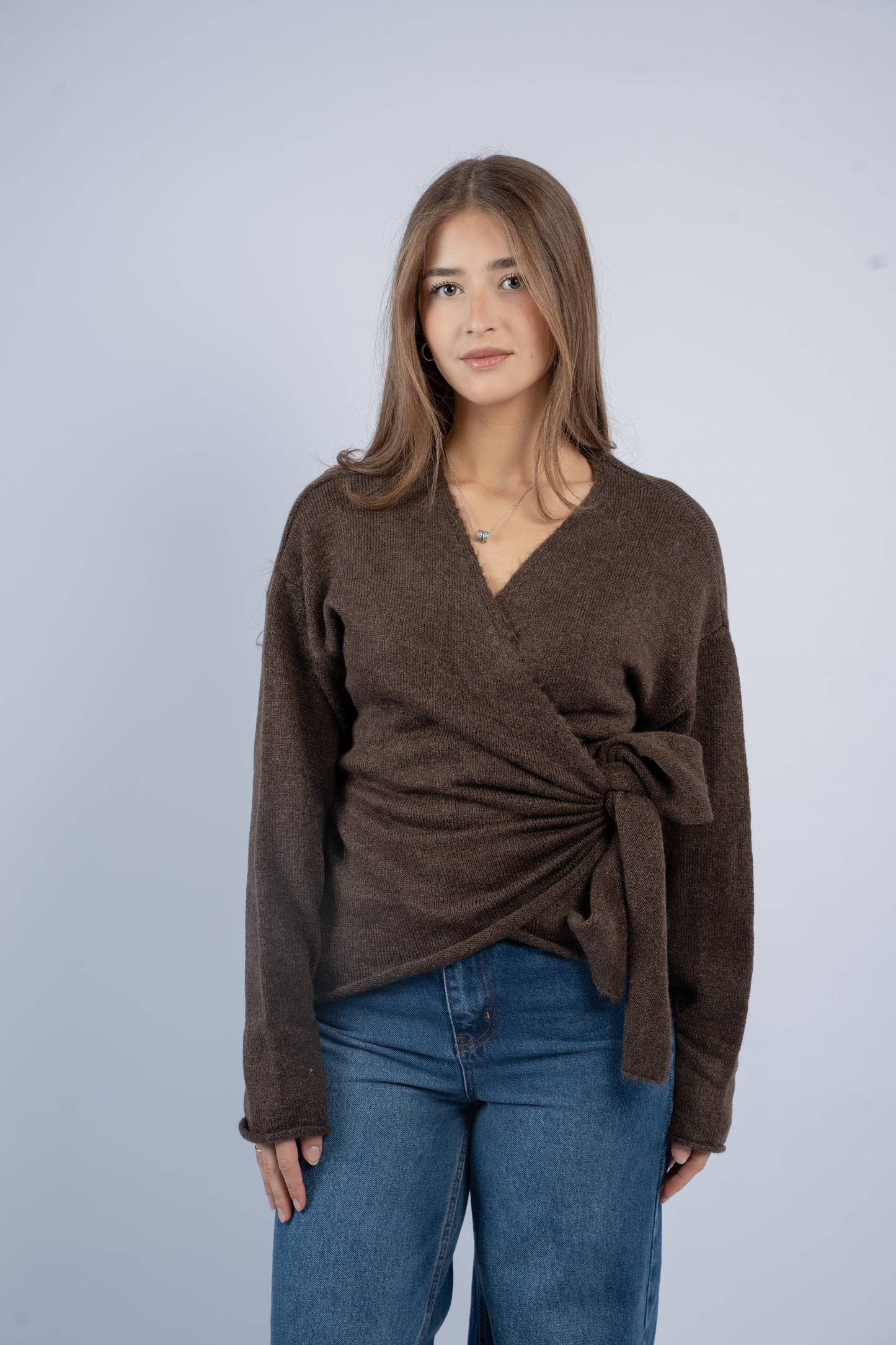 Side-tie wool top