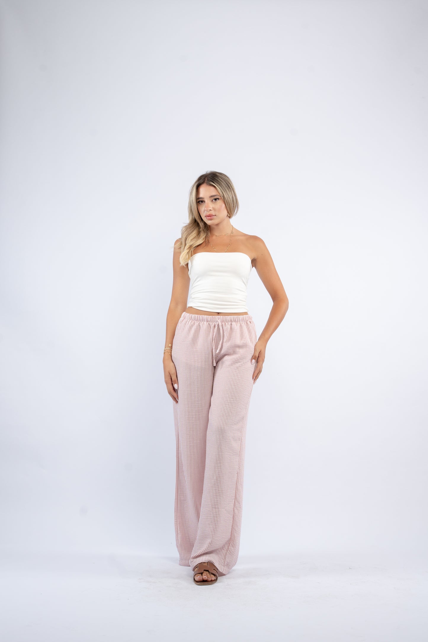 Low waist linen pants