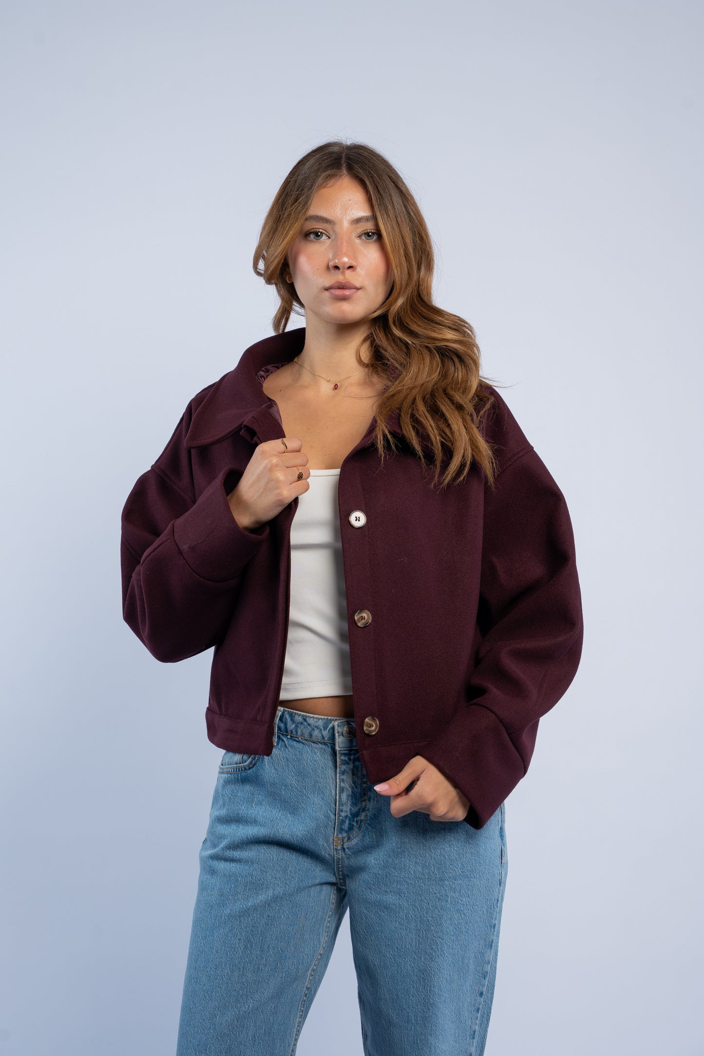 Wool jacket with buttons