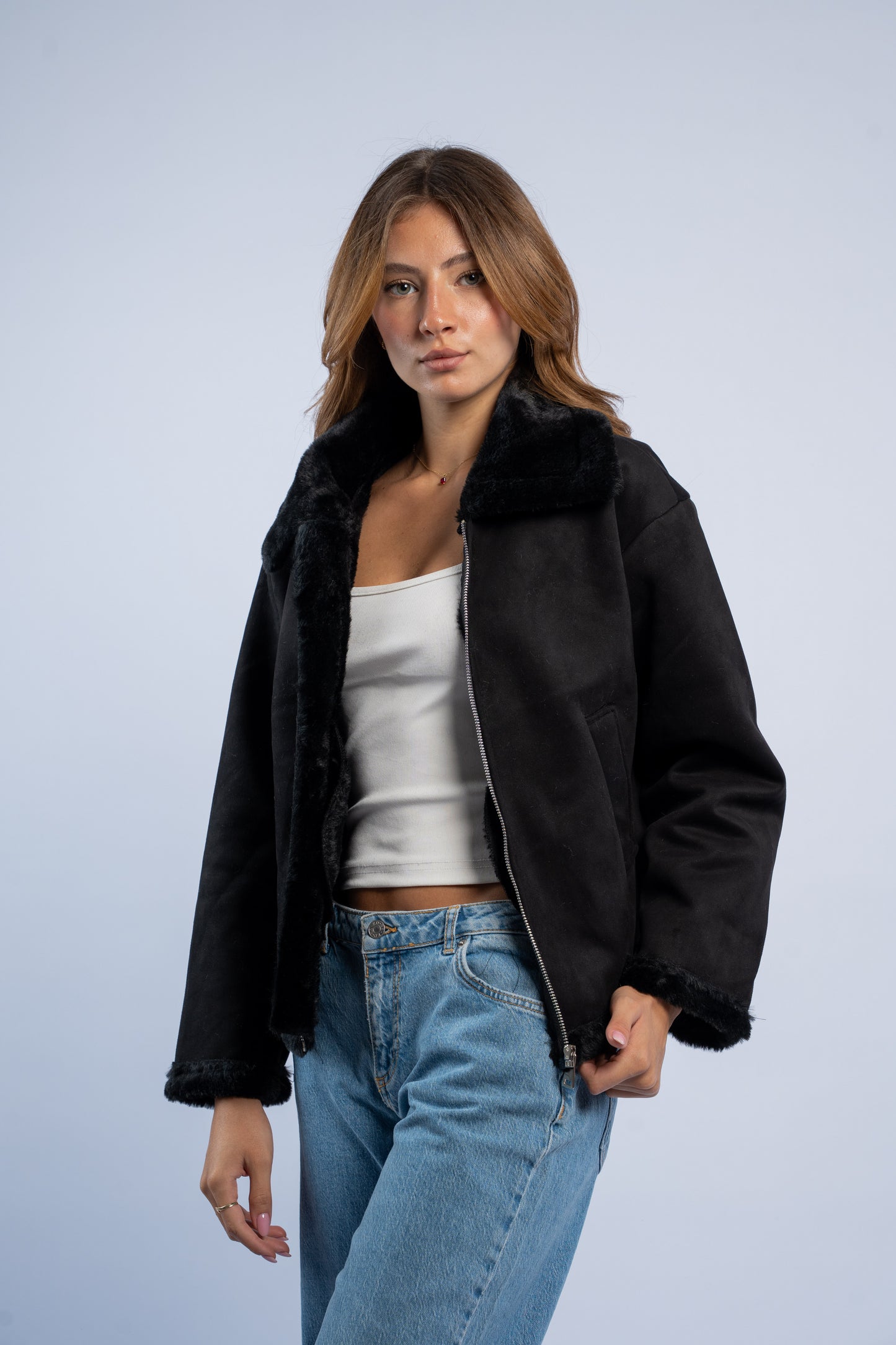 Suede fur jacket