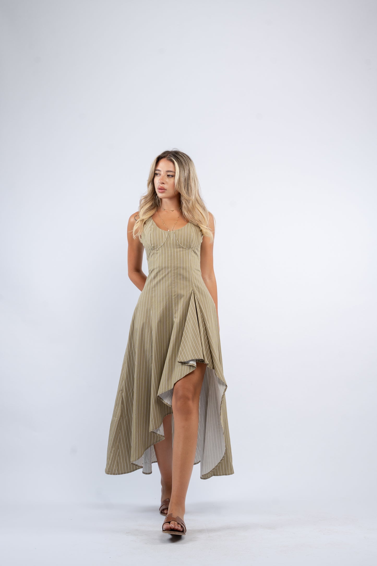 Olive stripe dress