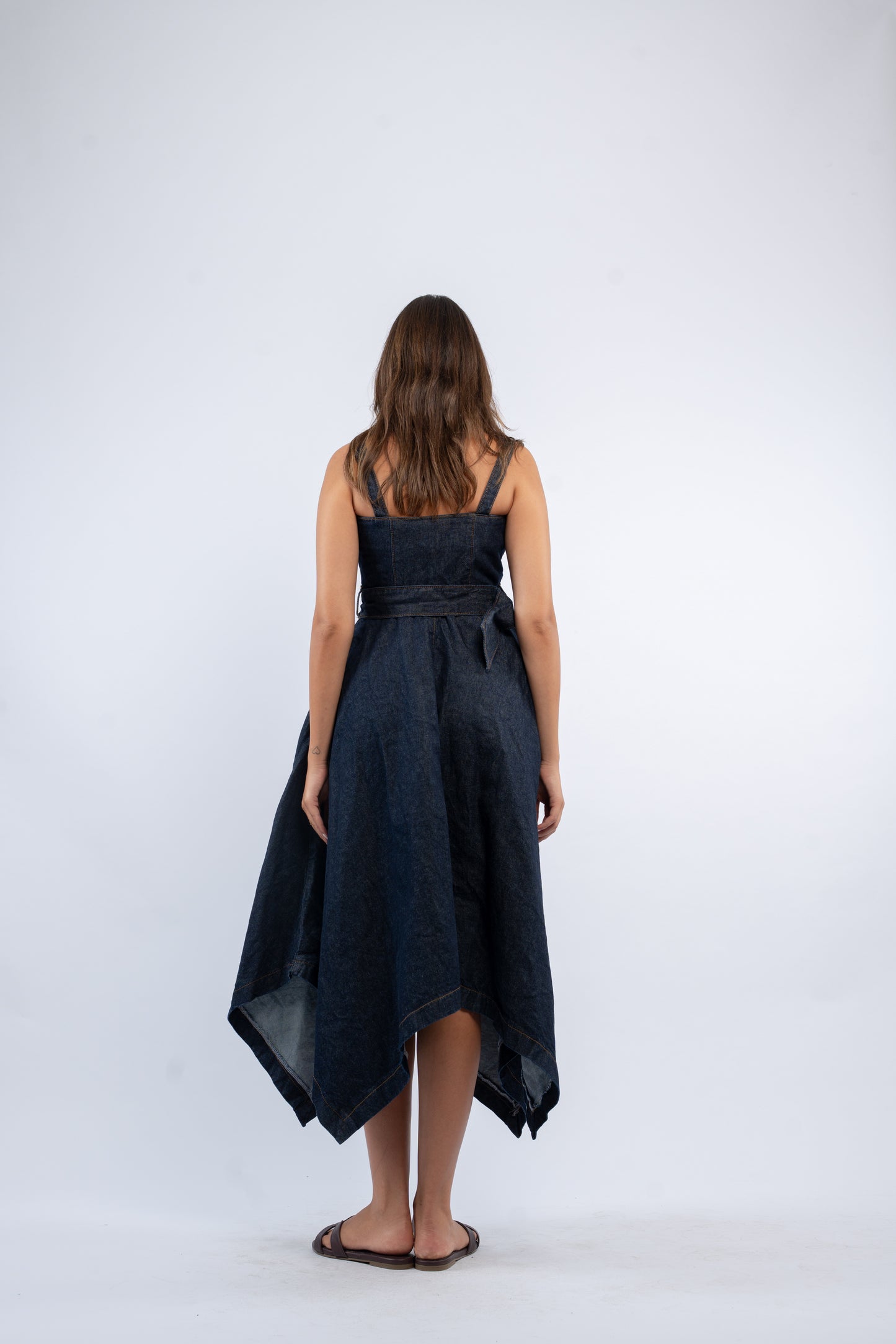 Denim button front dress
