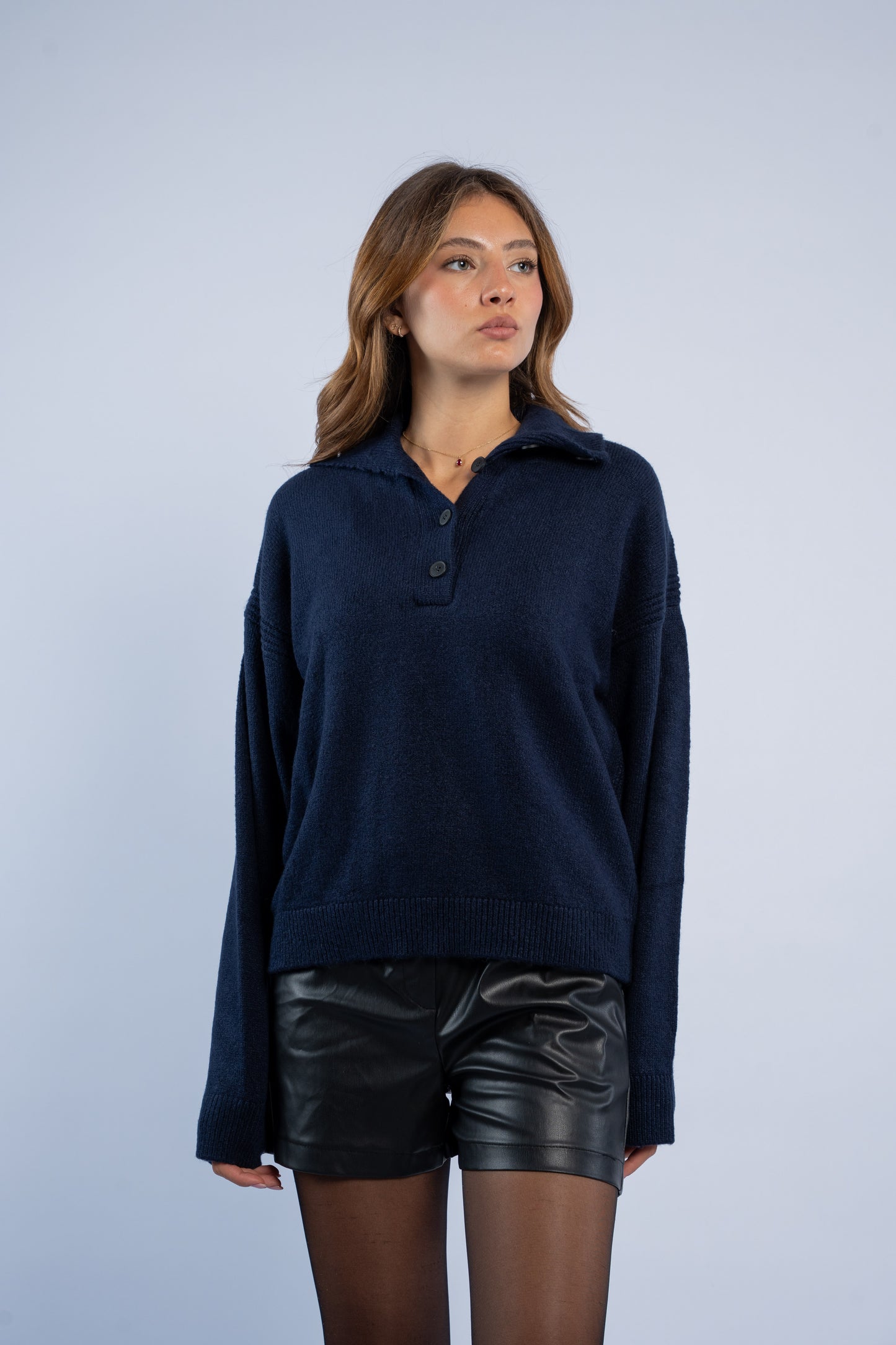 Polo neck wool sweater