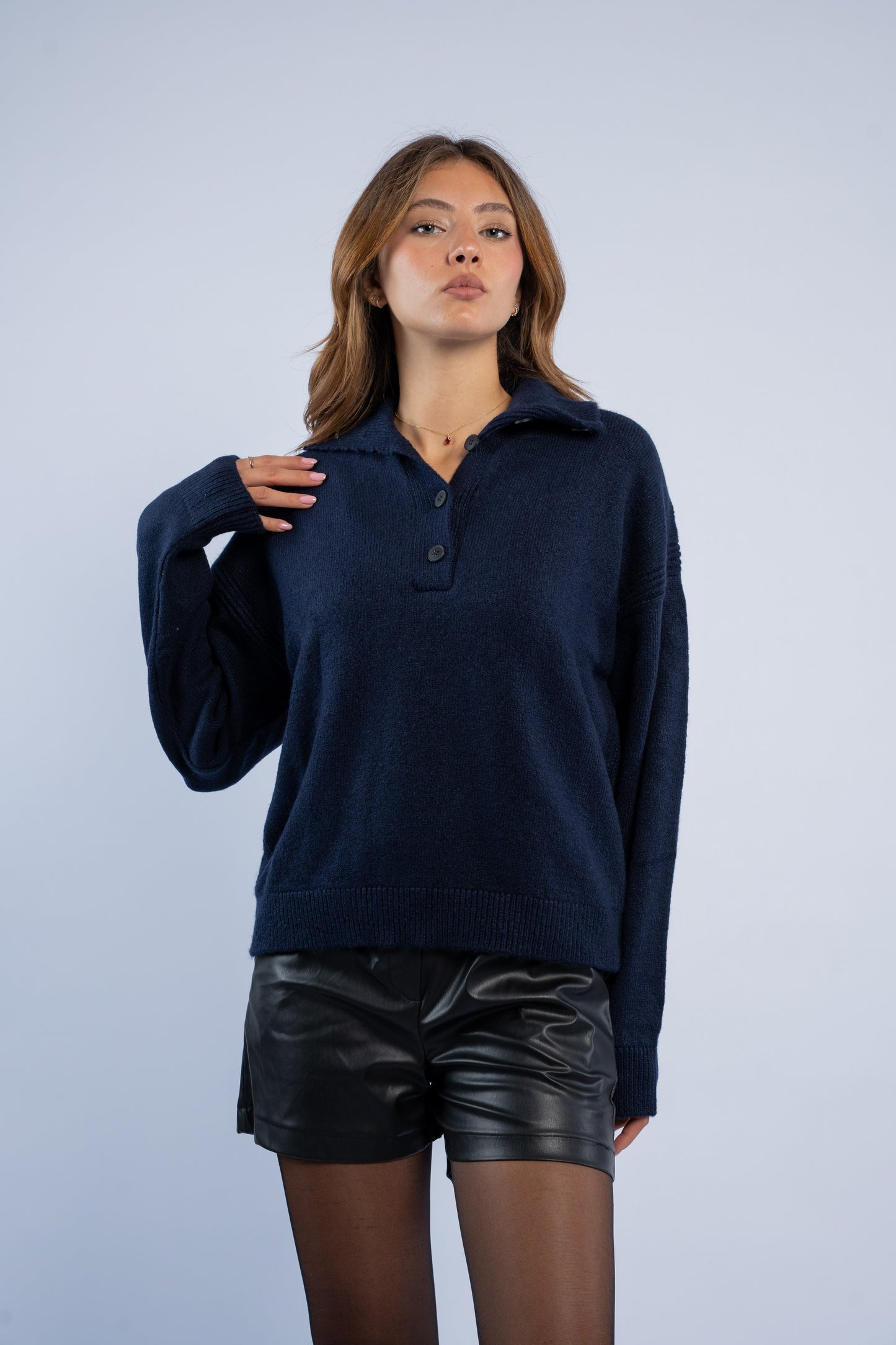 Polo neck wool sweater