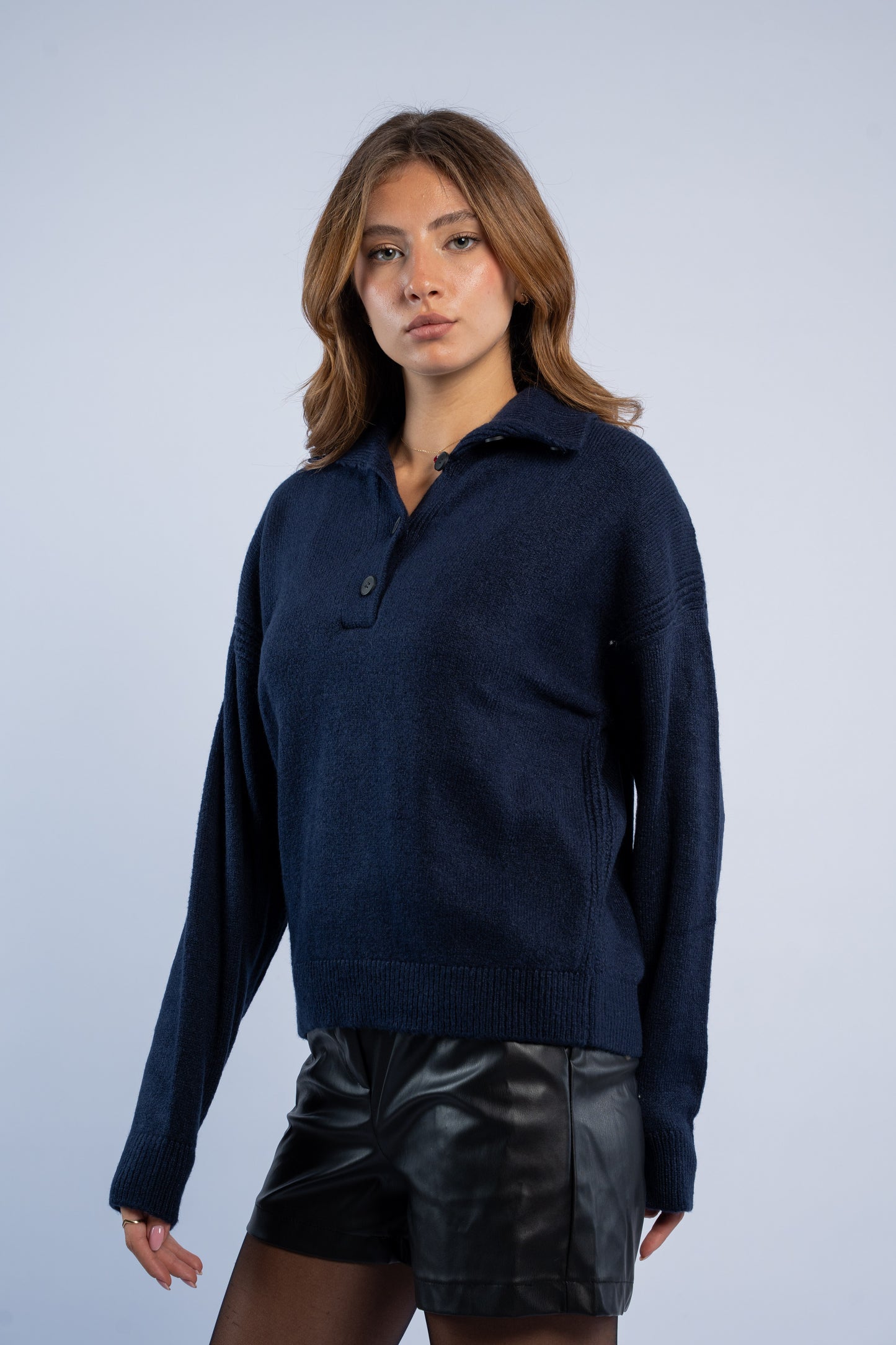 Polo neck wool sweater