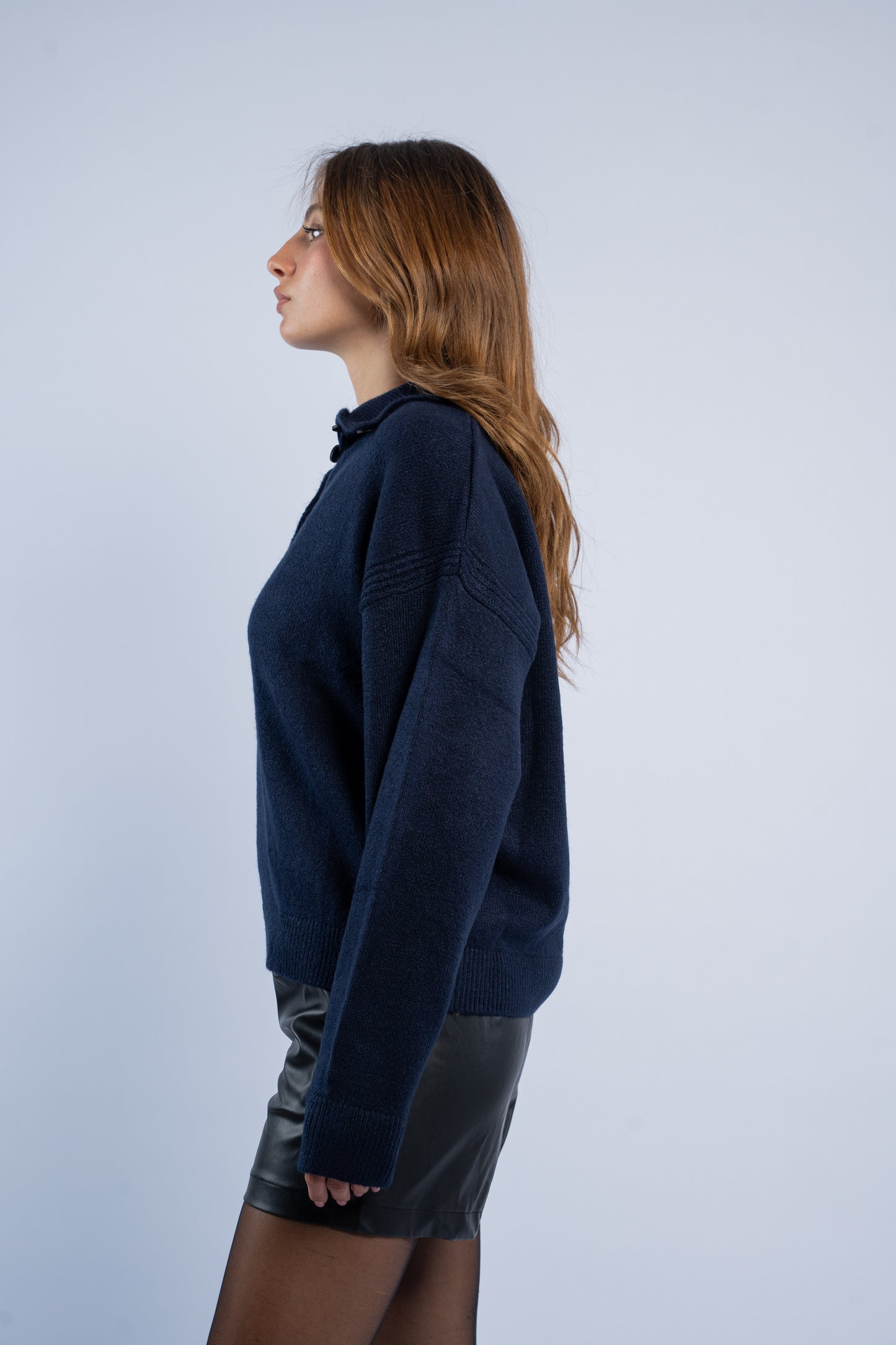 Polo neck wool sweater
