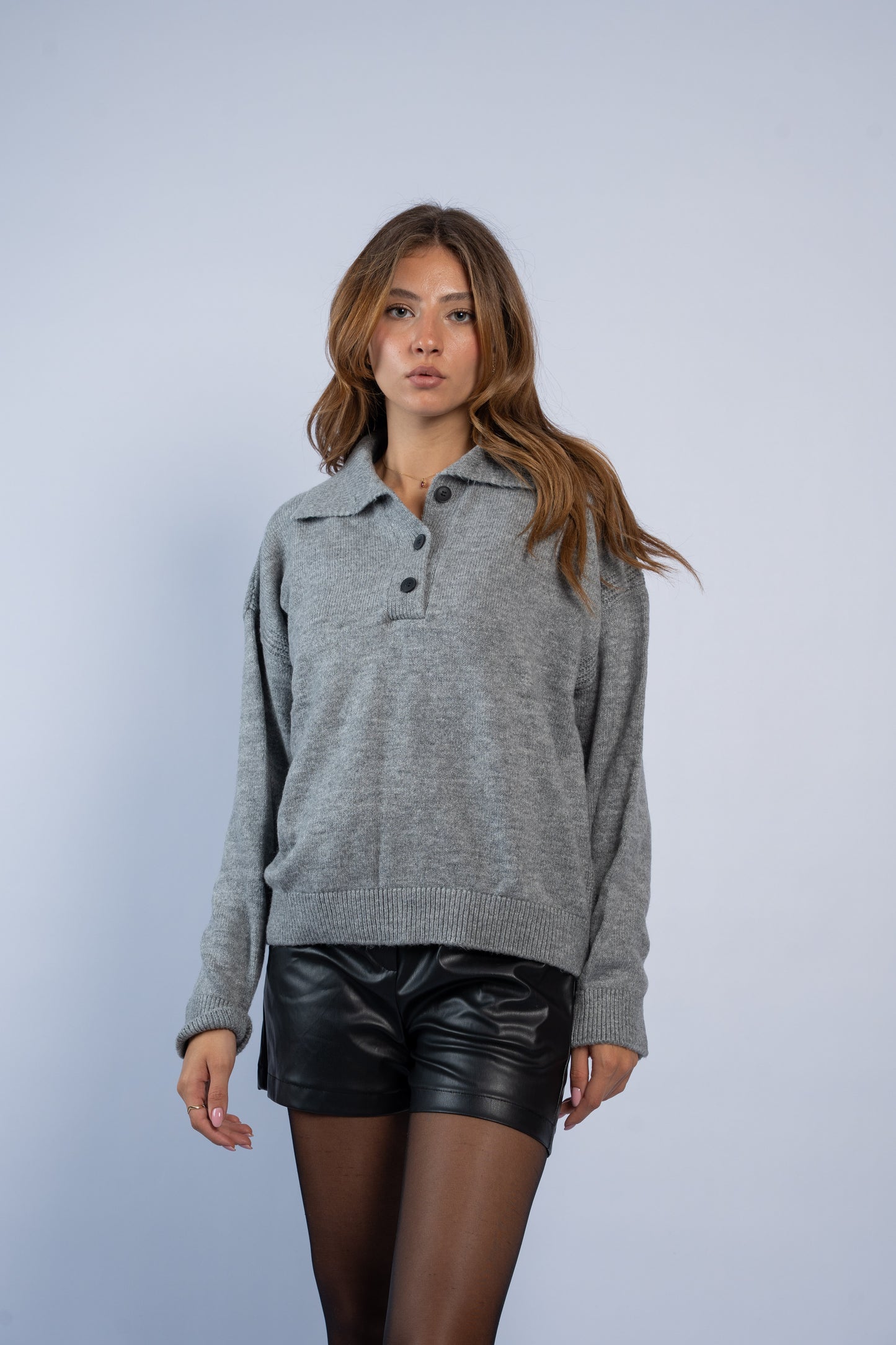 Polo neck wool sweater