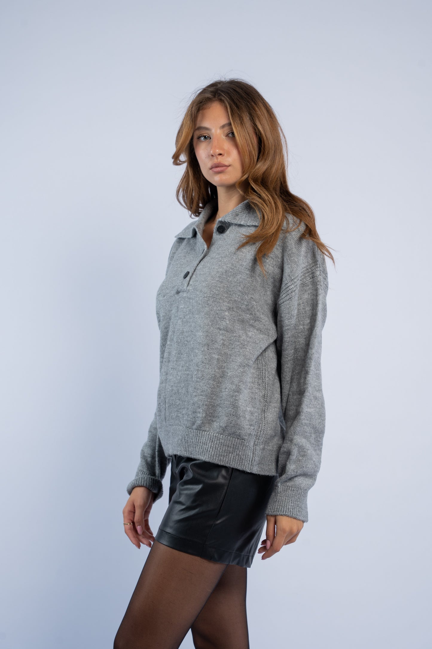 Polo neck wool sweater