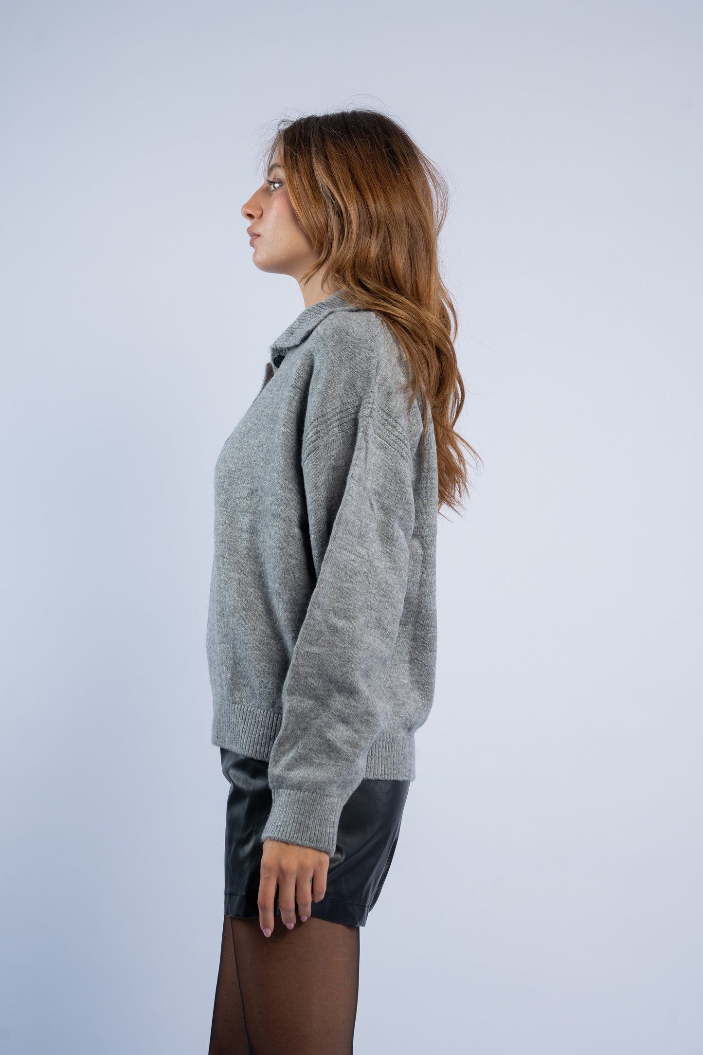 Polo neck wool sweater