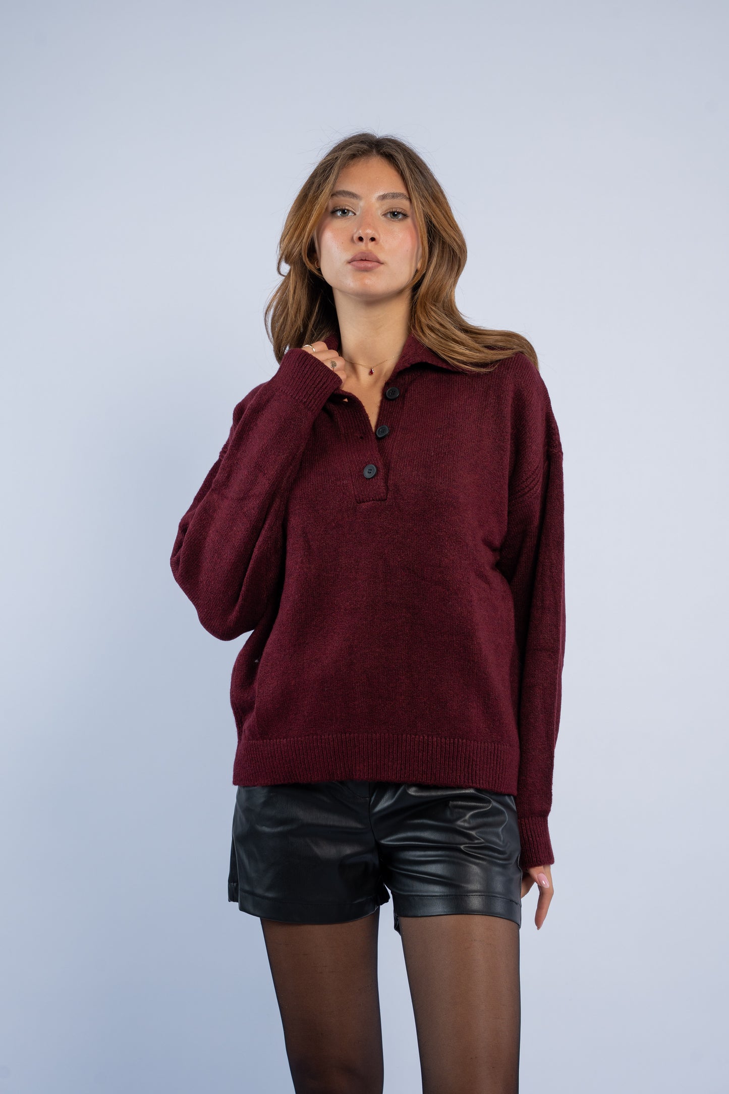 Polo neck wool sweater