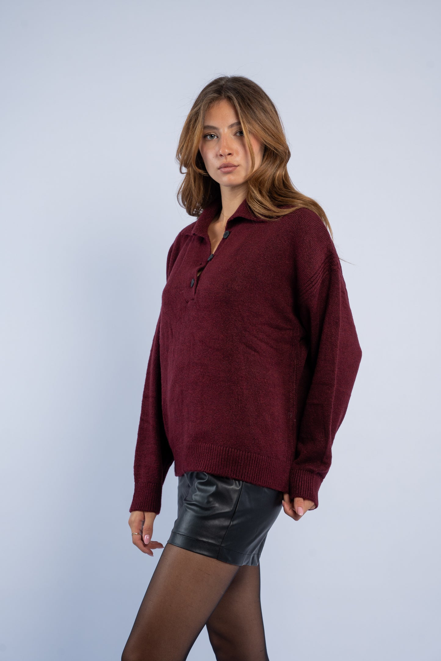 Polo neck wool sweater