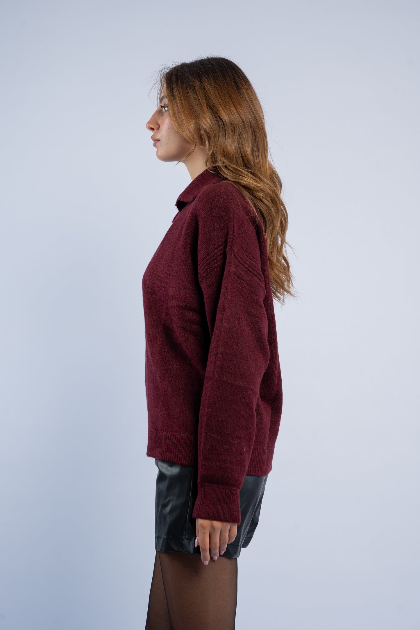 Polo neck wool sweater