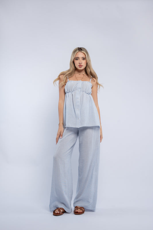 Breeze button striped set