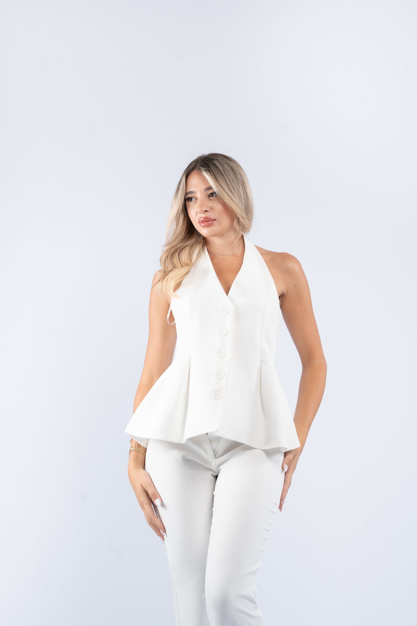 Buttoned halter set