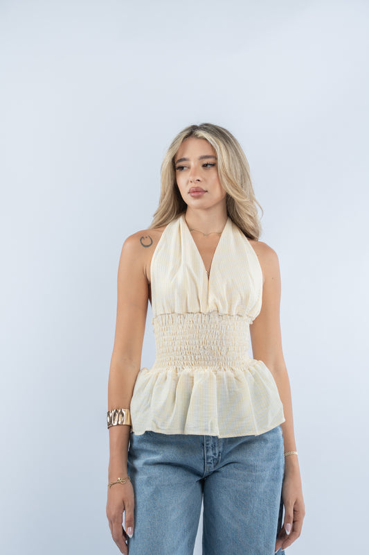 Halter neck striped top