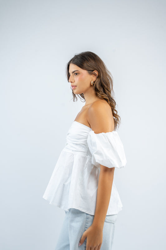 Puff sleeve peplum top