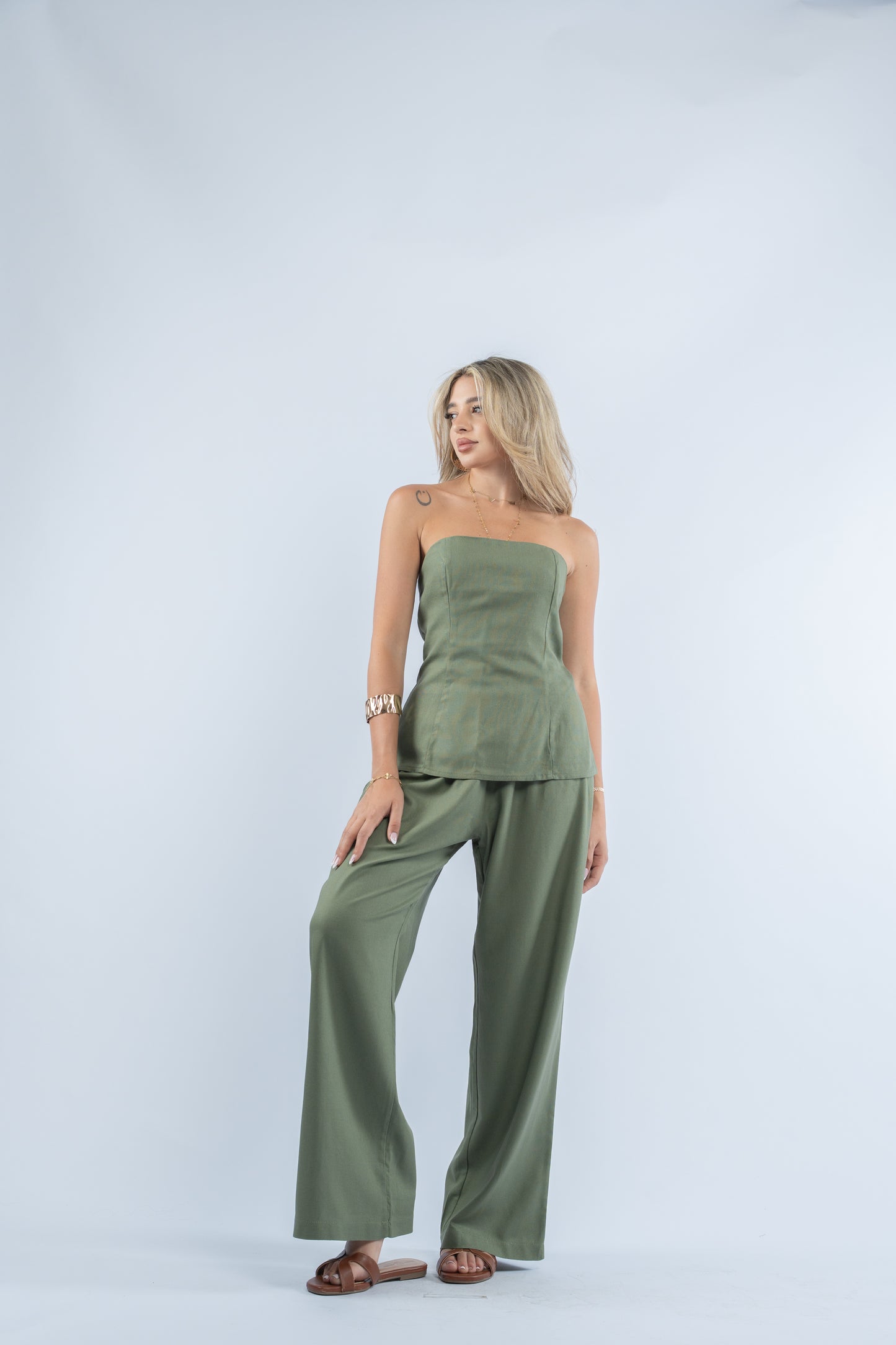 Strapless linen set