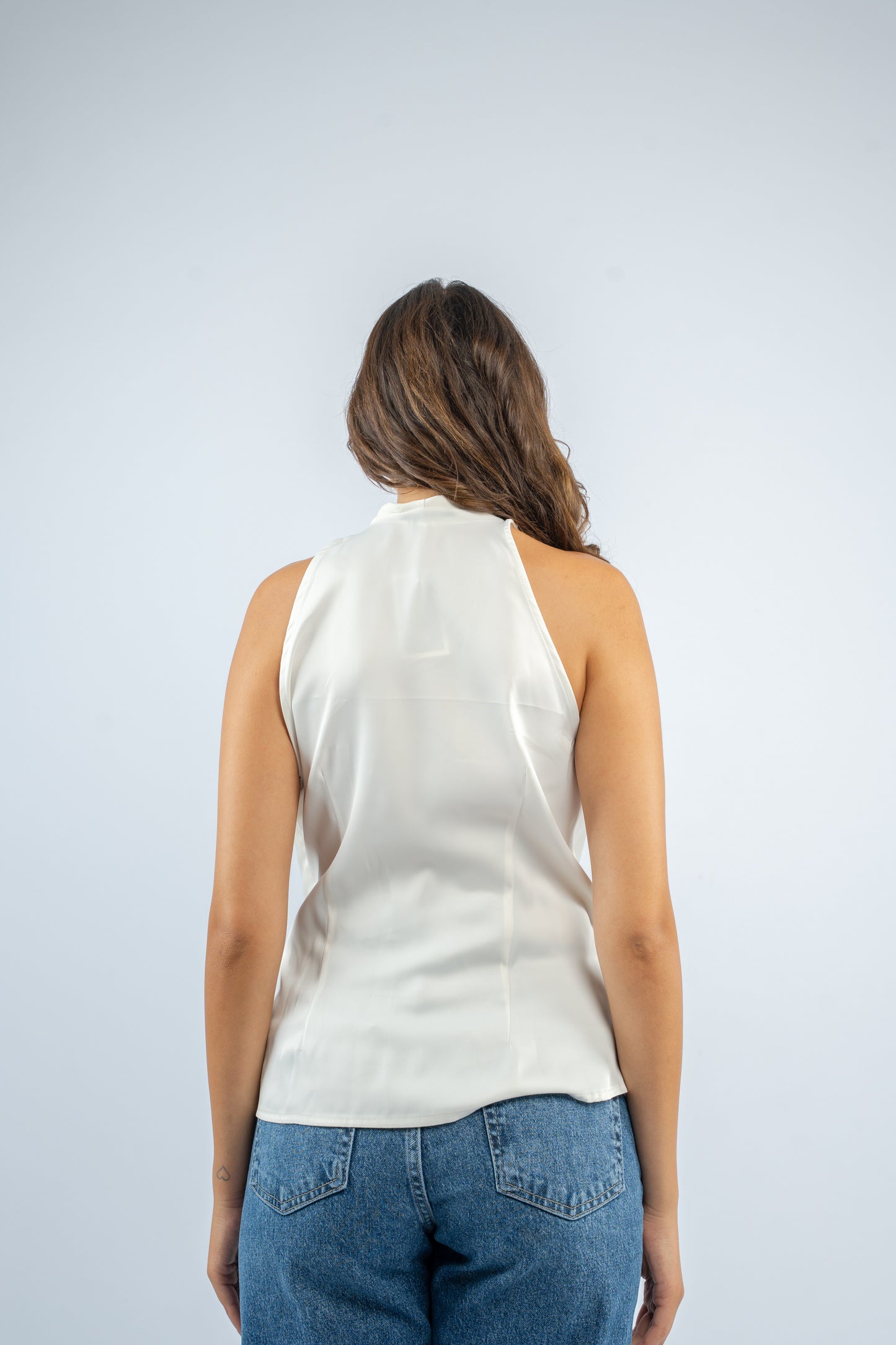 Draped satin top
