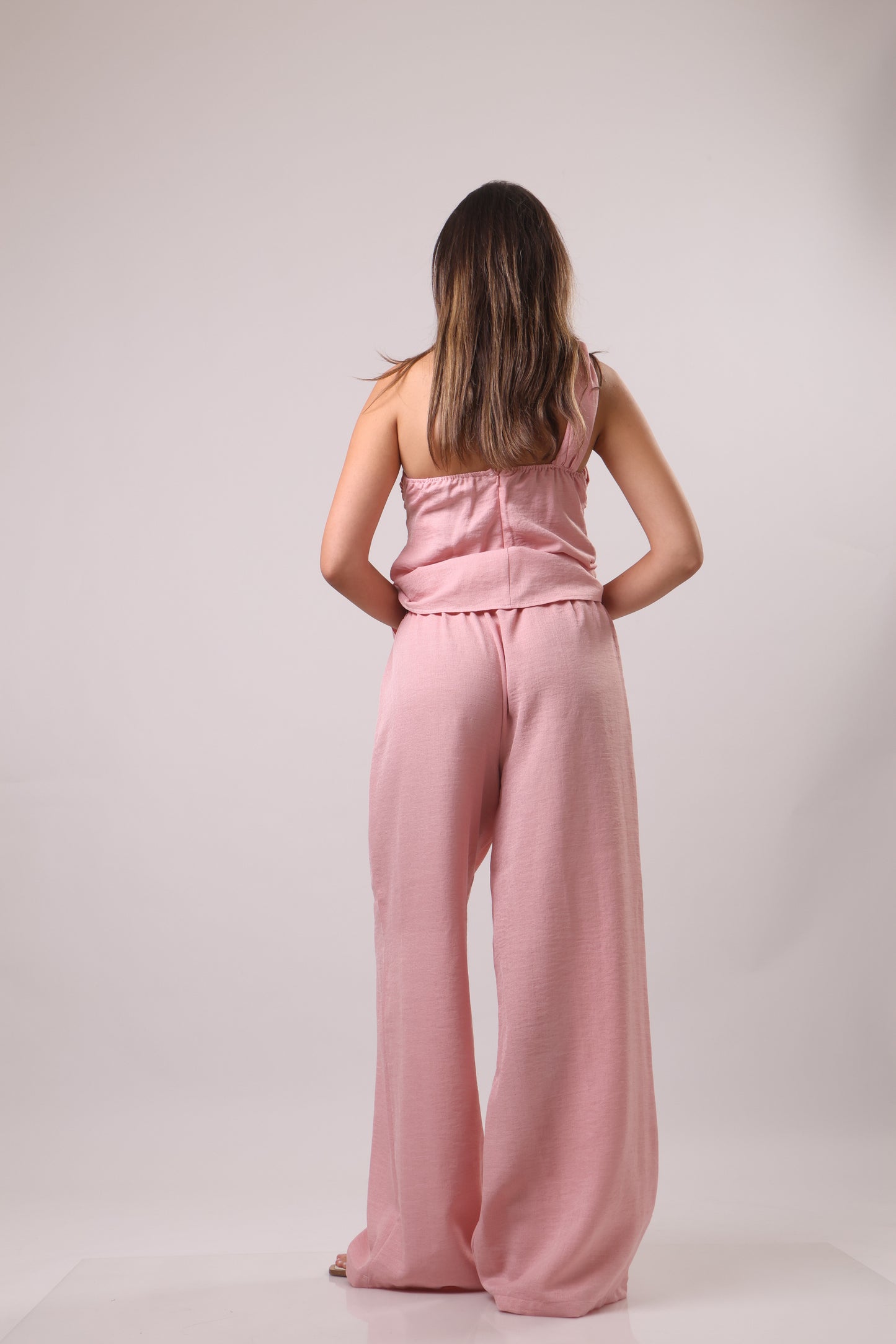 Asymmetrical shoulder linen set