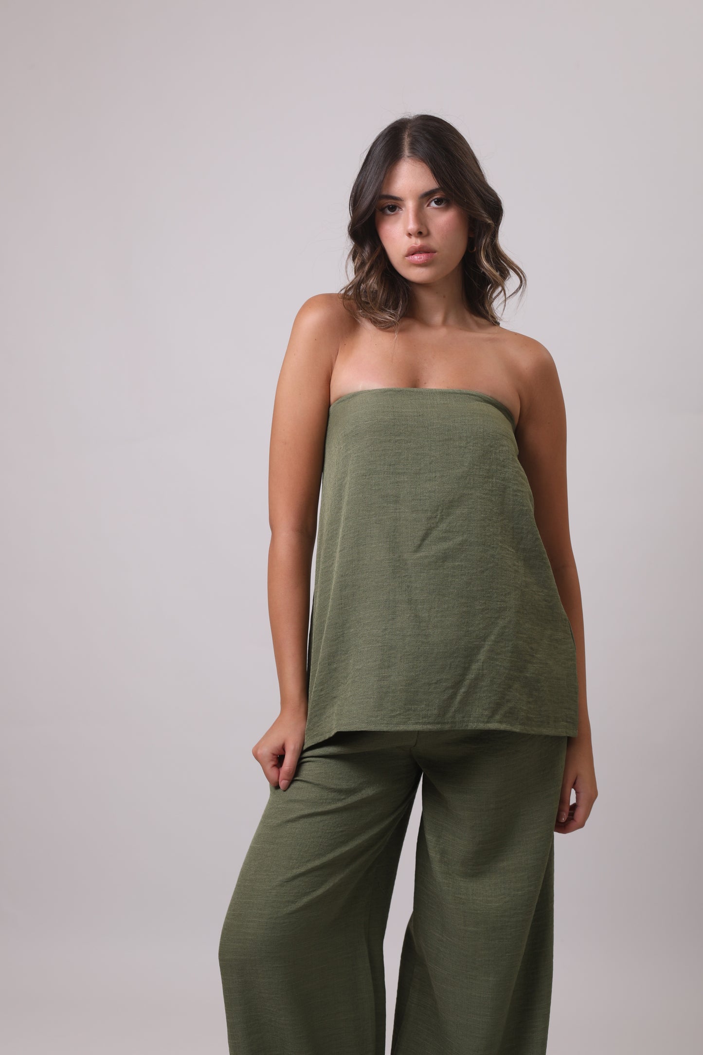 Strapless linen set