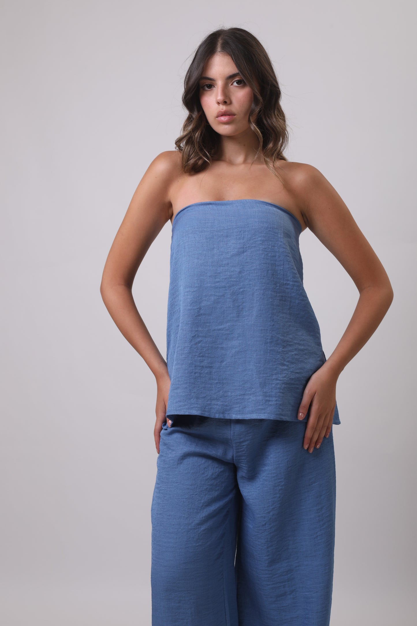 Strapless linen set