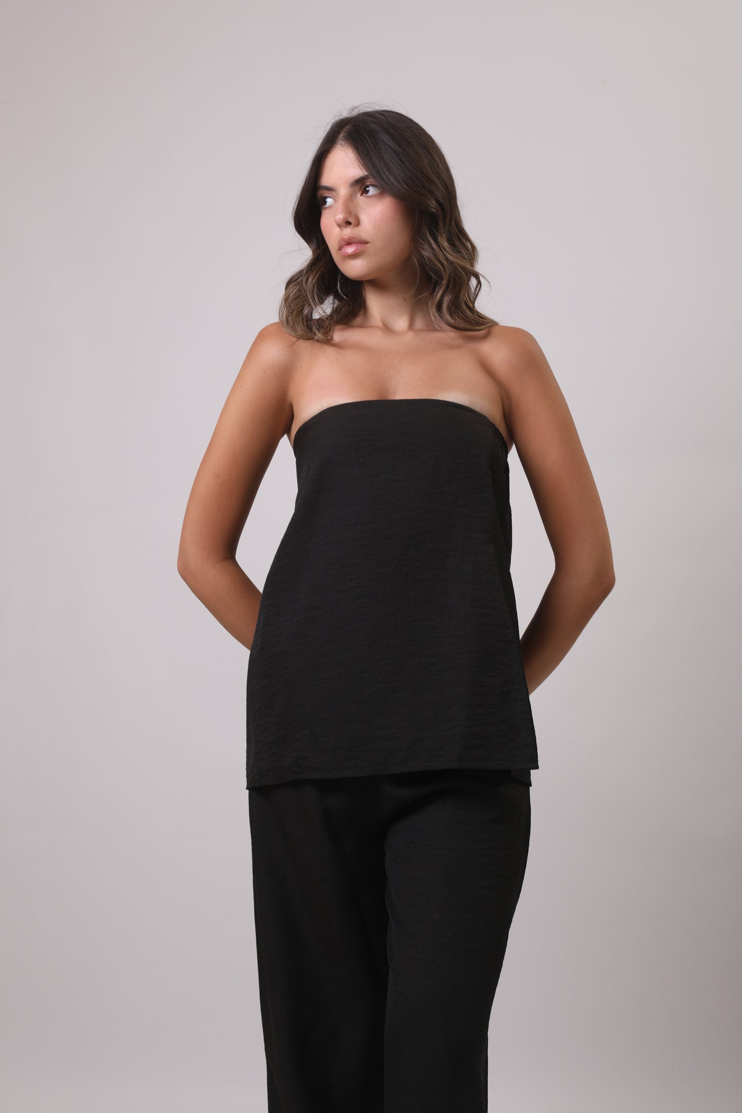 Strapless linen set