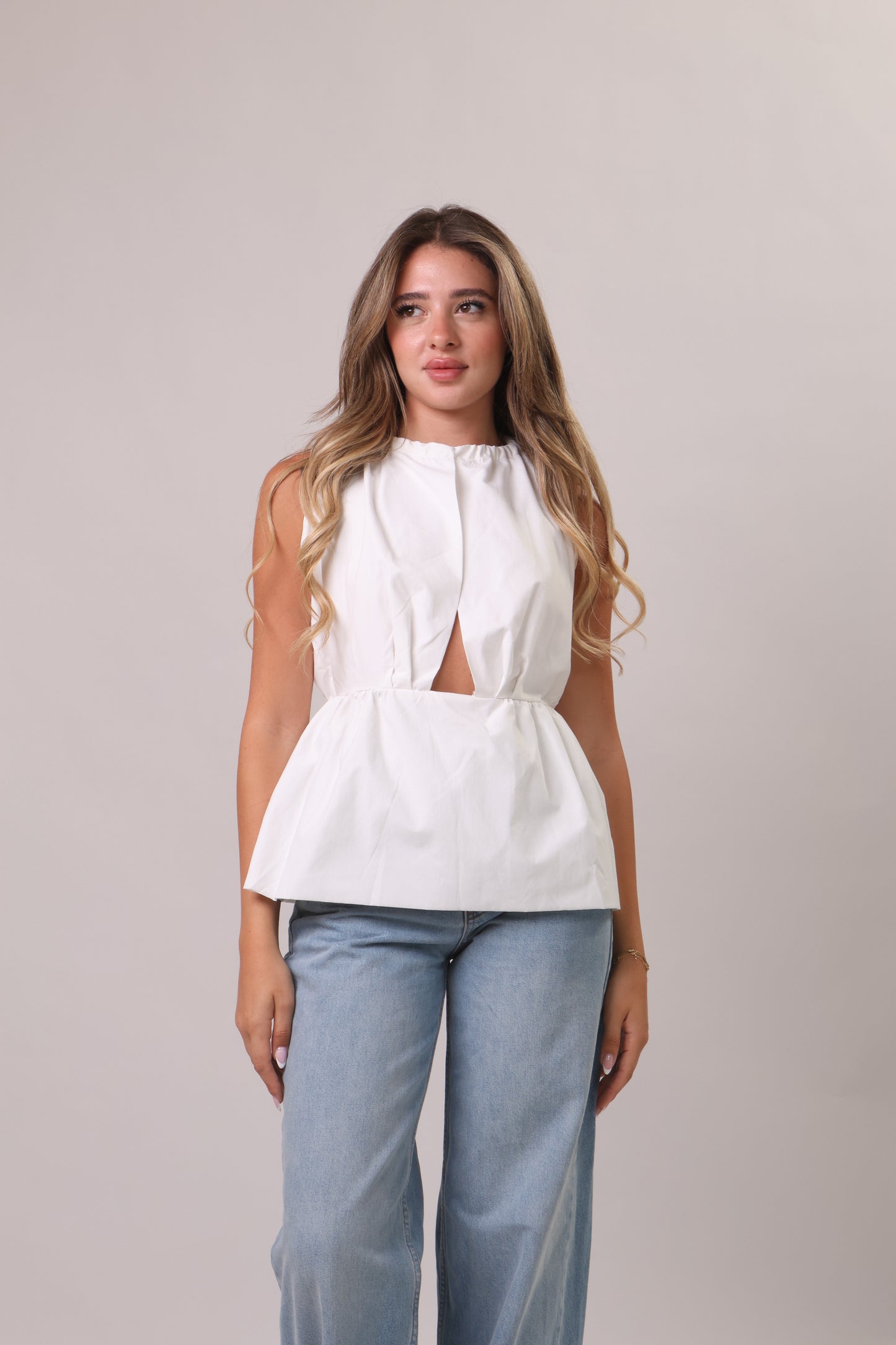 Poplin shirt with open up front