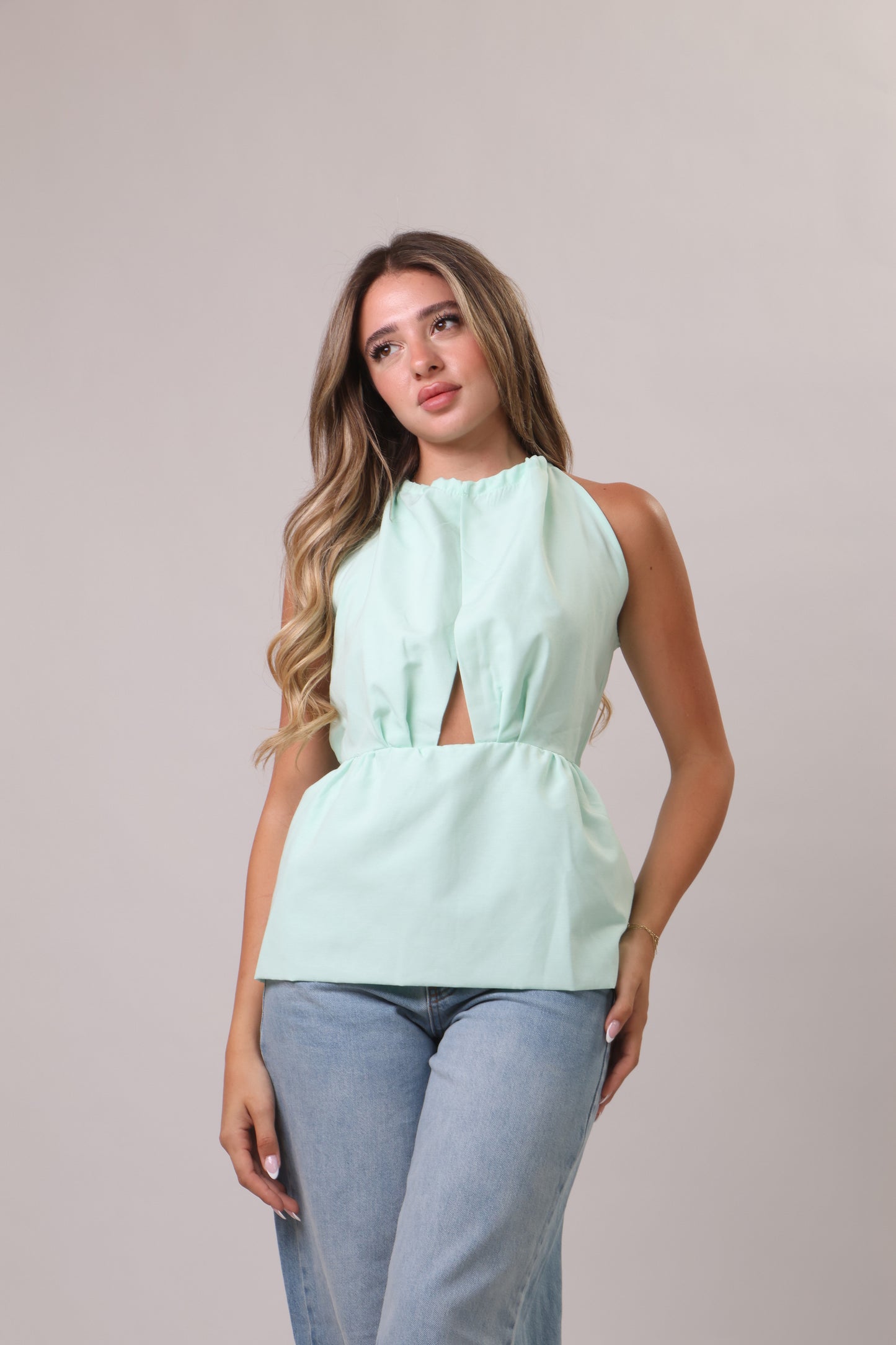 Poplin shirt with open up front