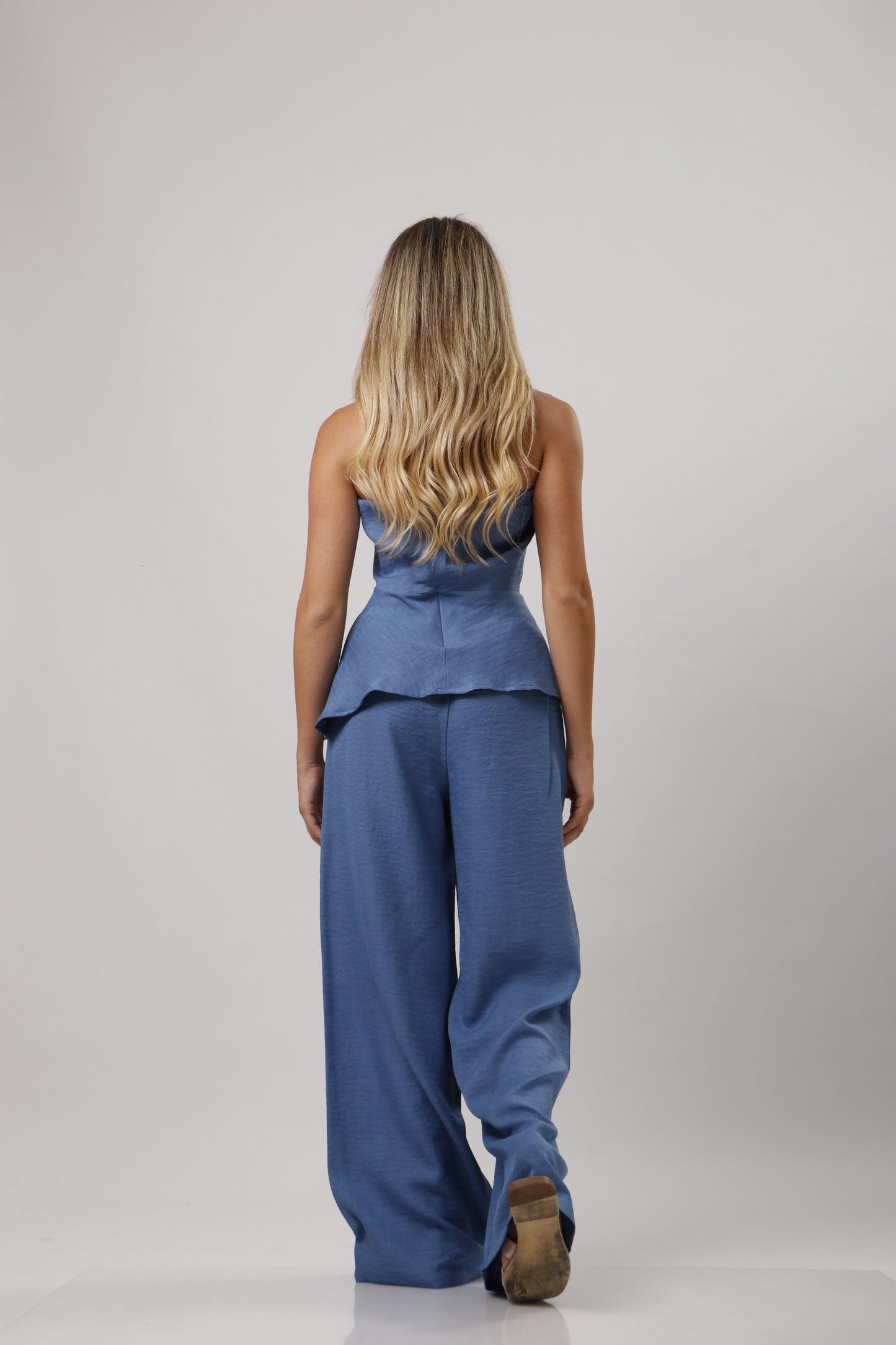 Strapless ruffle linen set