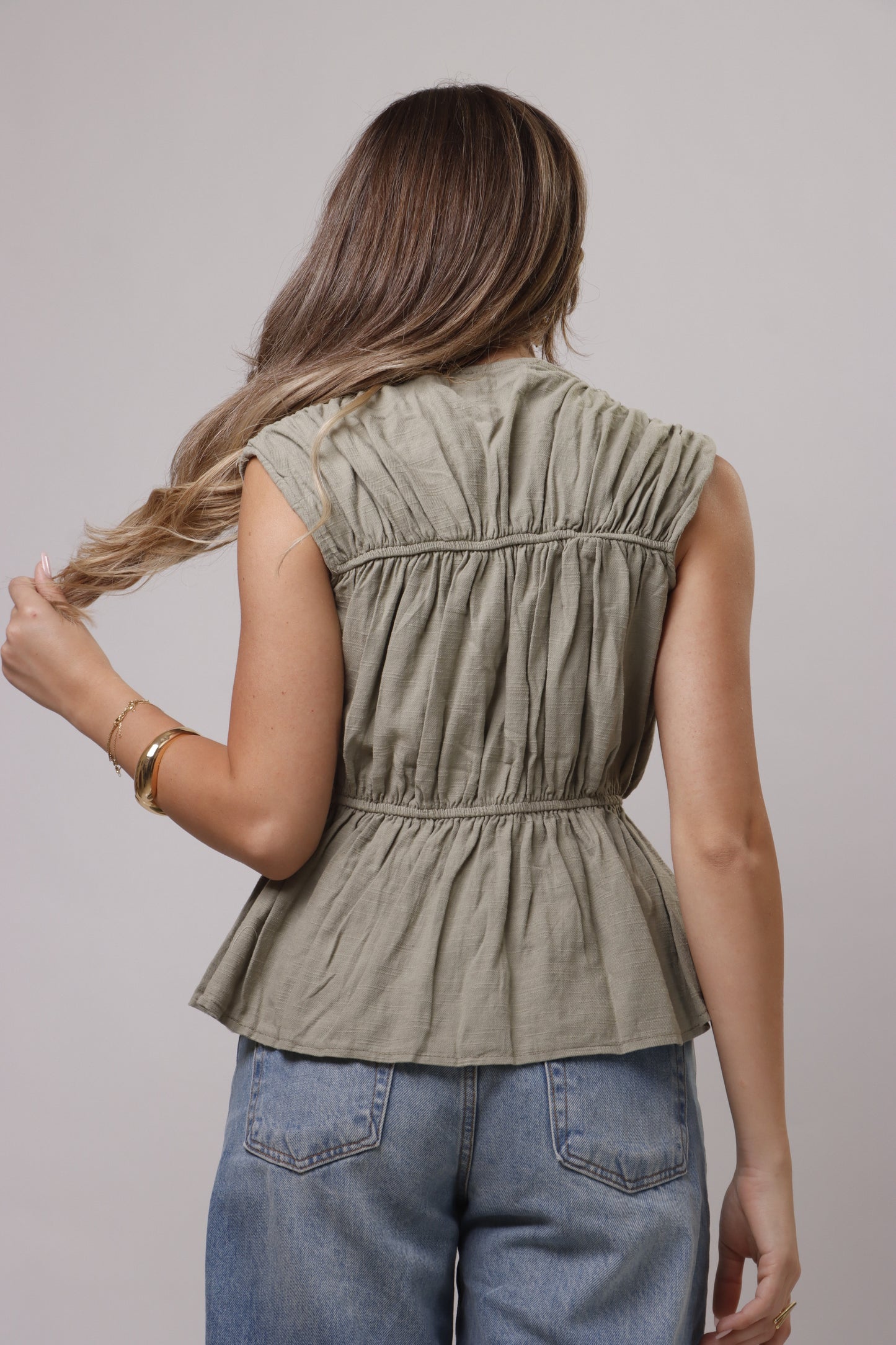 Linen top with front ties