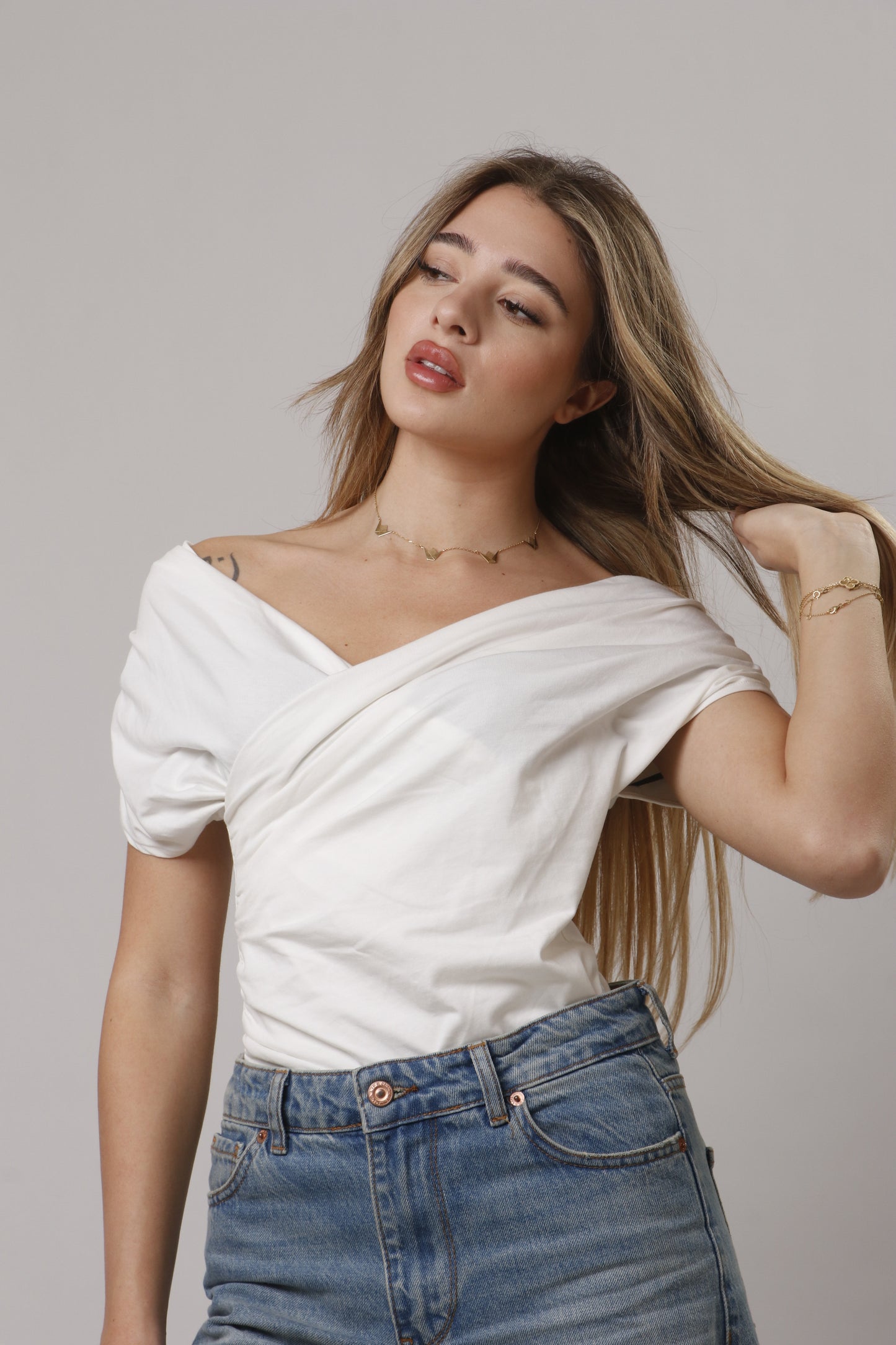 Cross v neck shirt