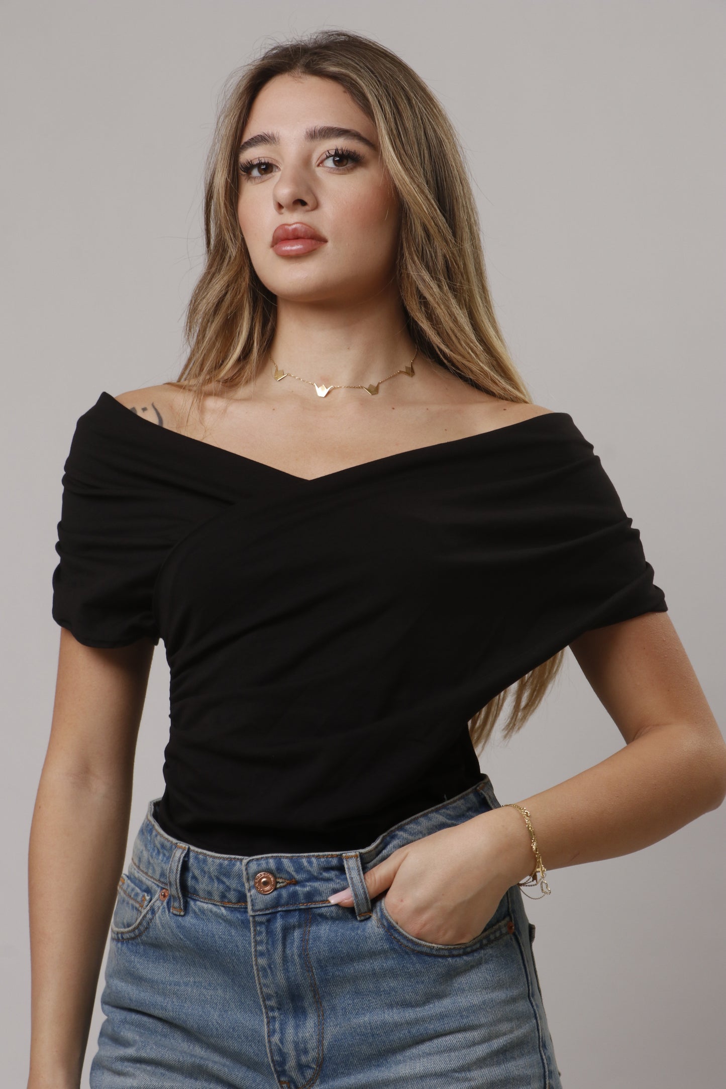 Cross v neck shirt