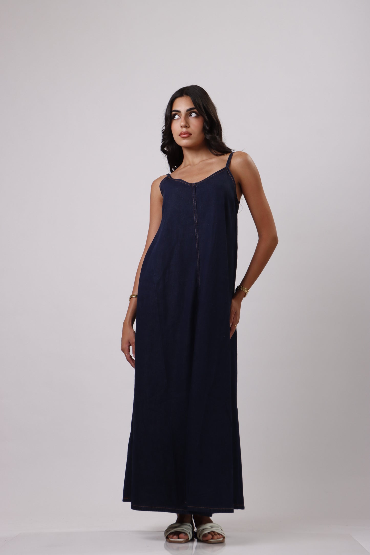 Denim midi dress