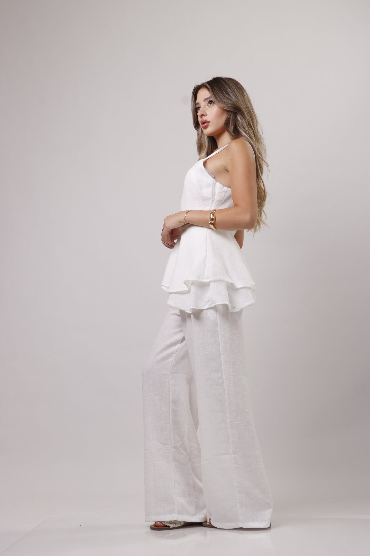 Two piece Linen white set