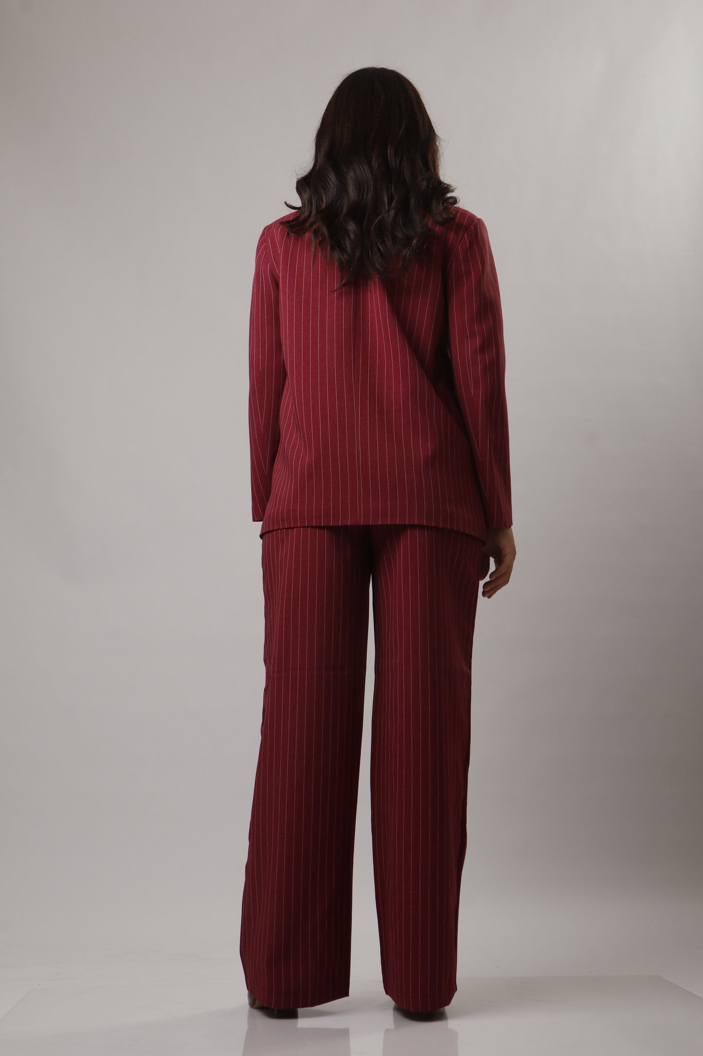 Burgundy striped blazer set