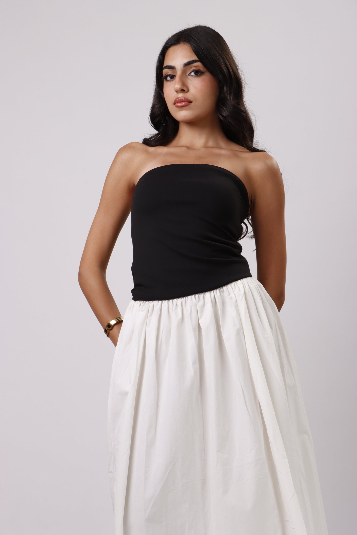 Strapless contrast dress