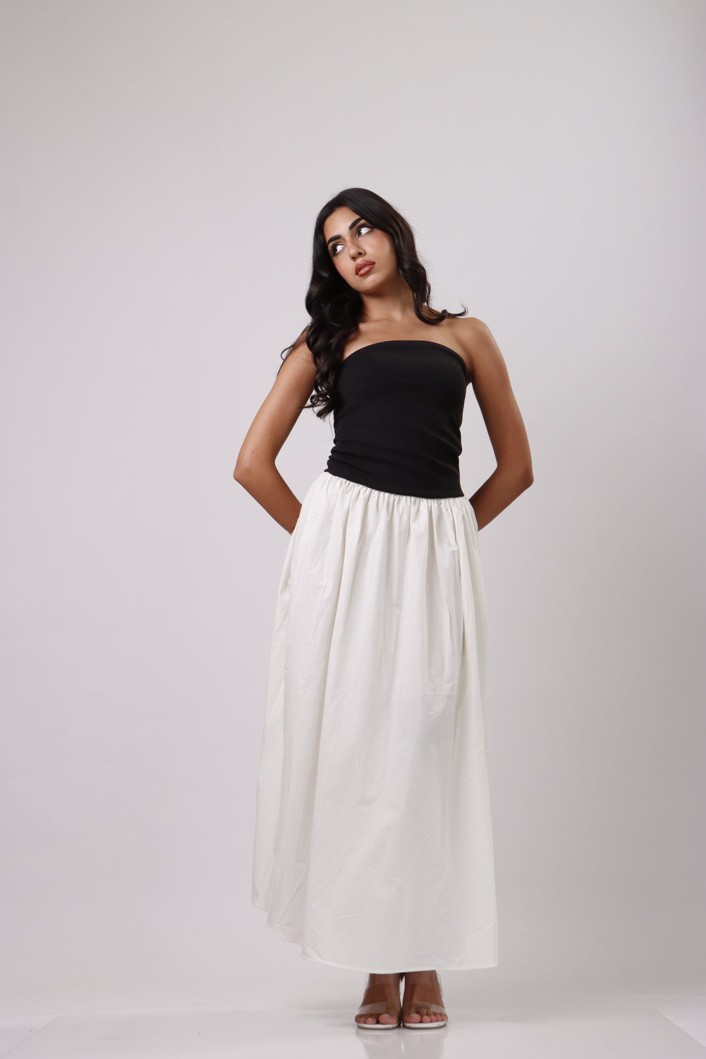 Strapless contrast dress